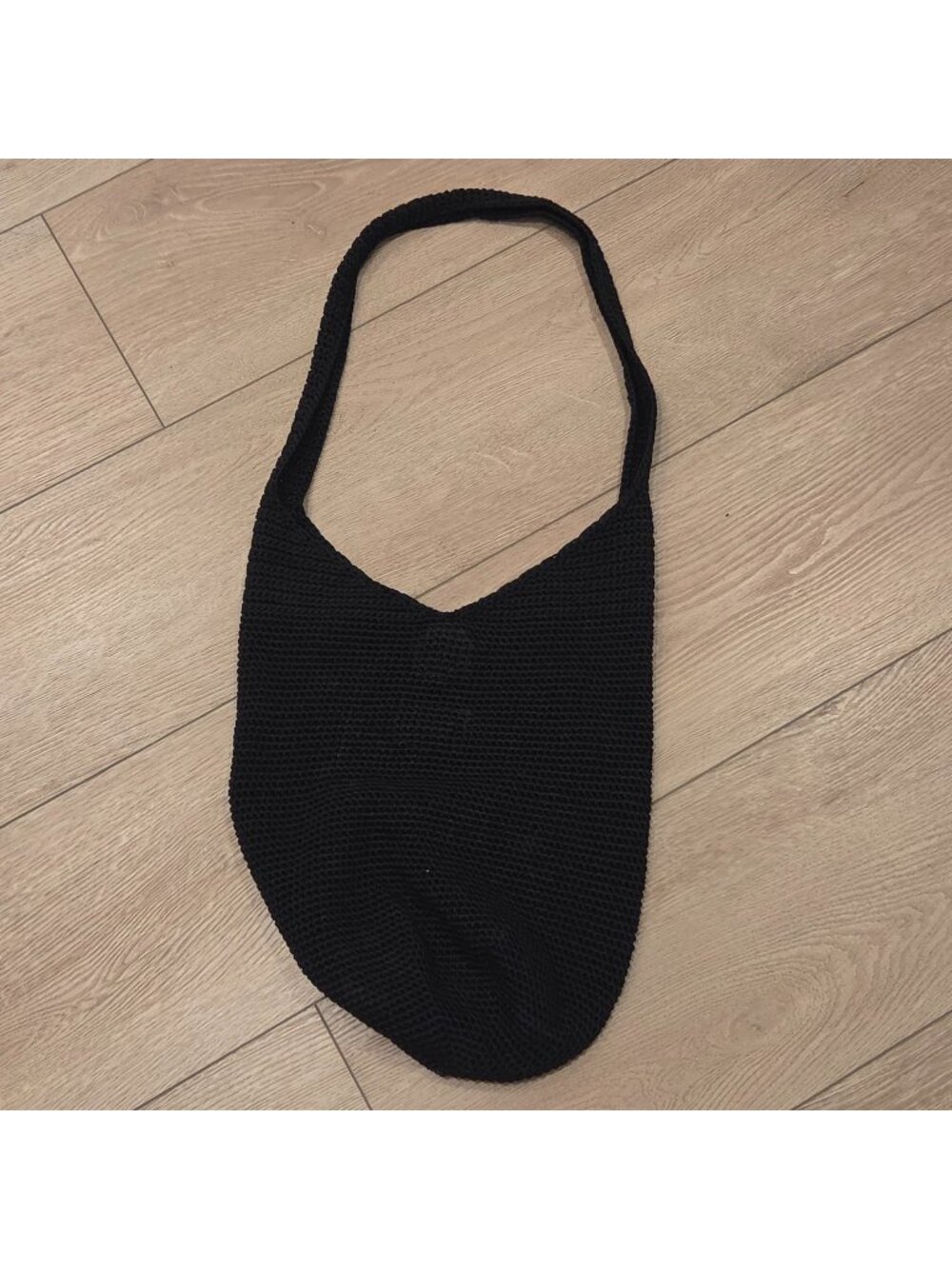 The Sak Black 11" Crochet Knit Hobo Shoulder Bag Purse